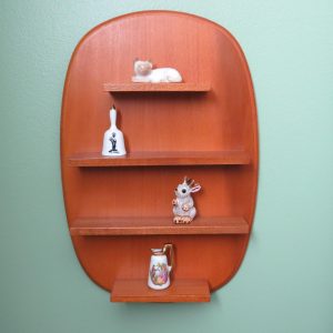 Vintage Small Wooden Wall Shelf with 4 Tiers, Trinket Display, Wall Hanging